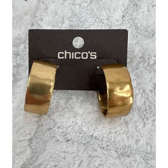 Chicos gold tone chunky hoop earrings new - Picture 1 of 6